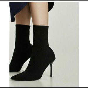 ZARA TRAFALUC SOCK STYLE HEELS.